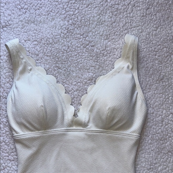Kate Spade Cream One Piece Plunge Swimsuit - Picture 2 of 9